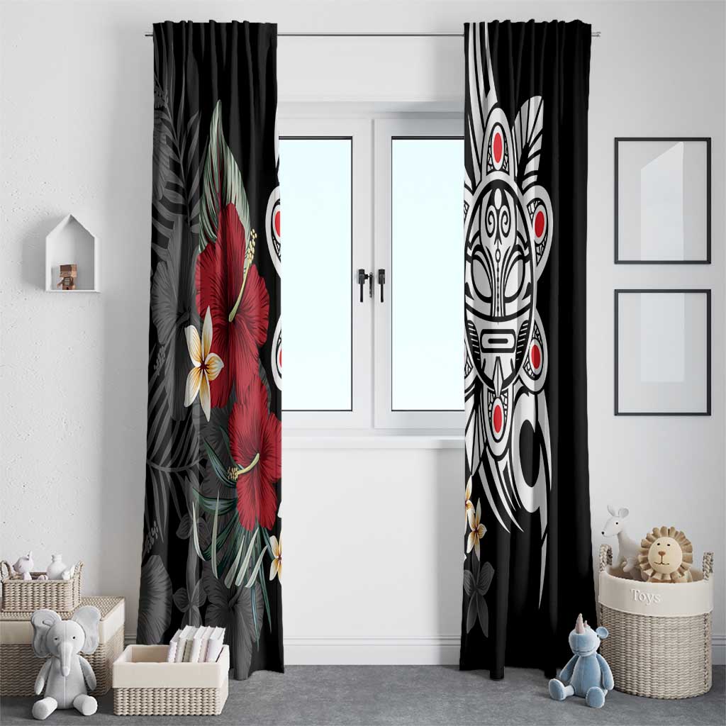 Taino Sun Tribal Window Curtain Tropical Hibiscus - Wonder Print Shop