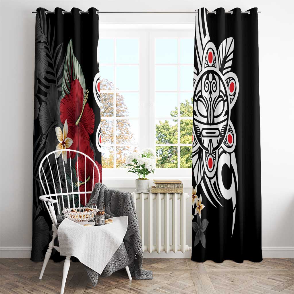 Taino Sun Tribal Window Curtain Tropical Hibiscus - Wonder Print Shop
