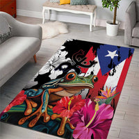 Boricua Taino Coqui Tropical Area Rug Puerto Rico Grunge Flag - Wonder Print Shop