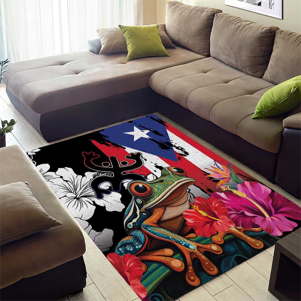 Boricua Taino Coqui Tropical Area Rug Puerto Rico Grunge Flag - Wonder Print Shop