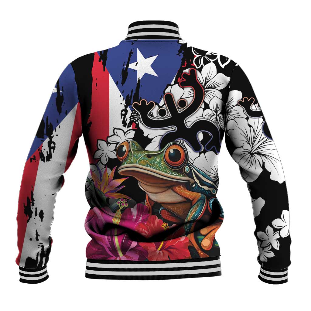 Boricua Taino Coqui Tropical Baseball Jacket Puerto Rico Grunge Flag - Wonder Print Shop