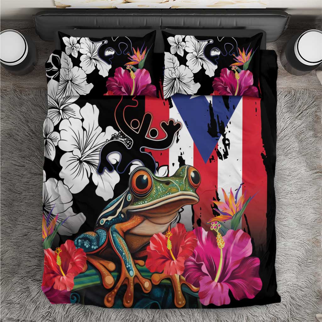 Boricua Taino Coqui Tropical Bedding Set Puerto Rico Grunge Flag - Wonder Print Shop