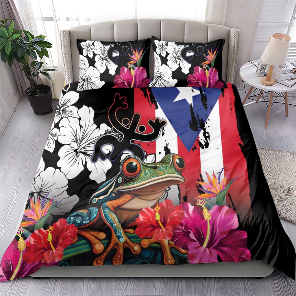 Boricua Taino Coqui Tropical Bedding Set Puerto Rico Grunge Flag - Wonder Print Shop