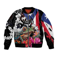 Boricua Taino Coqui Tropical Bomber Jacket Puerto Rico Grunge Flag - Wonder Print Shop