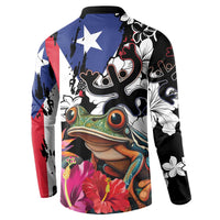 Boricua Taino Coqui Tropical Button Sweatshirt Puerto Rico Grunge Flag - Wonder Print Shop