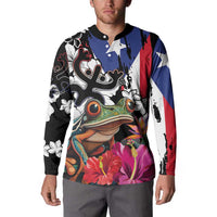 Boricua Taino Coqui Tropical Button Sweatshirt Puerto Rico Grunge Flag - Wonder Print Shop