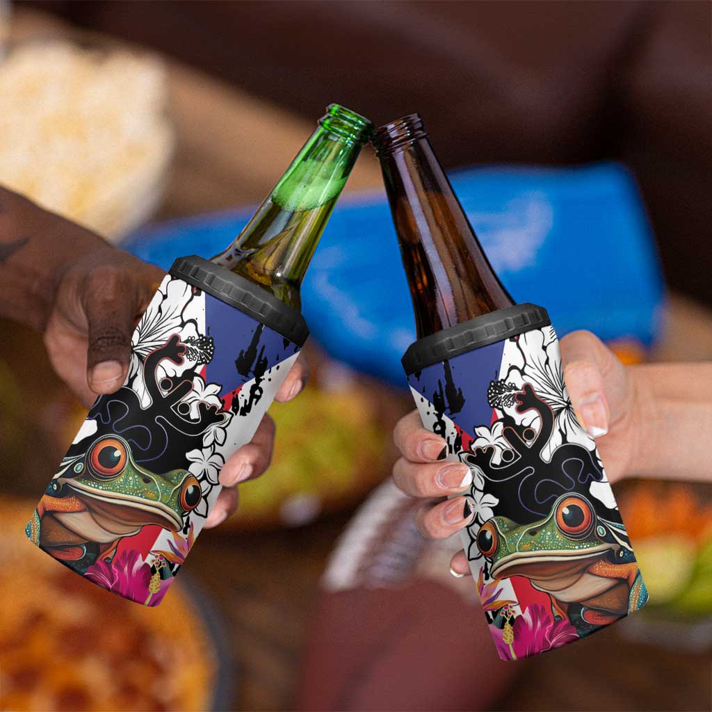 Boricua Taino Coqui Tropical 4 in 1 Can Cooler Tumbler Puerto Rico Grunge Flag - Wonder Print Shop