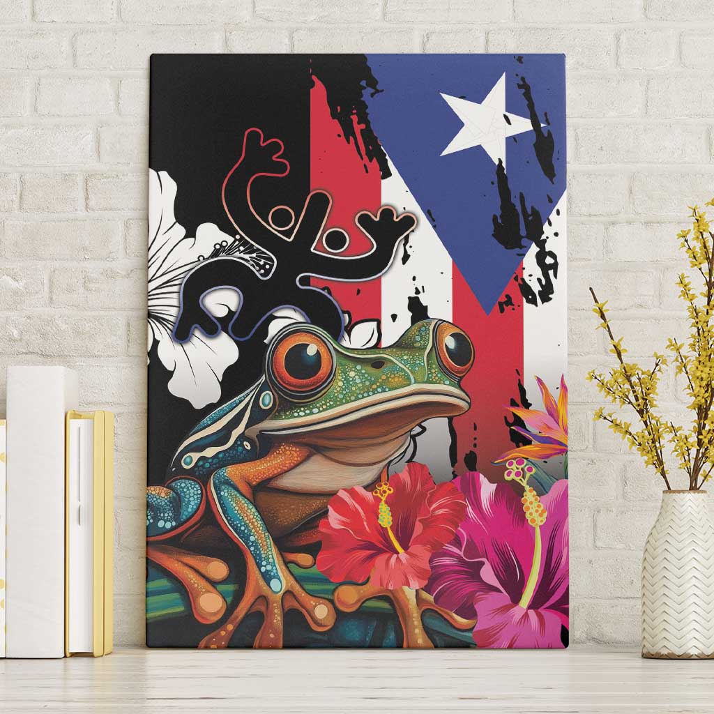 Boricua Taino Coqui Tropical Canvas Wall Art Puerto Rico Grunge Flag - Wonder Print Shop