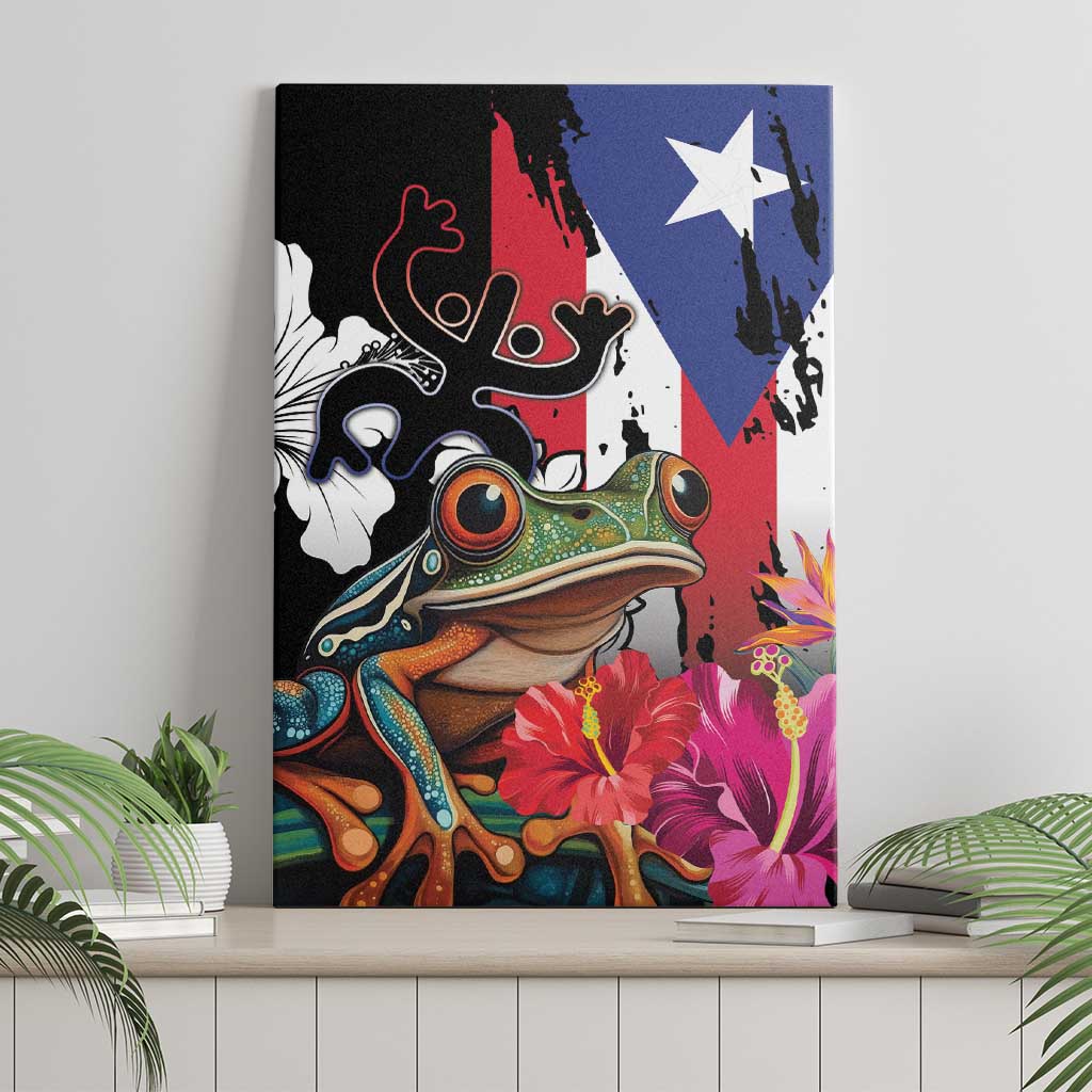 Boricua Taino Coqui Tropical Canvas Wall Art Puerto Rico Grunge Flag - Wonder Print Shop