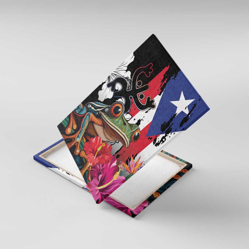 Boricua Taino Coqui Tropical Canvas Wall Art Puerto Rico Grunge Flag - Wonder Print Shop