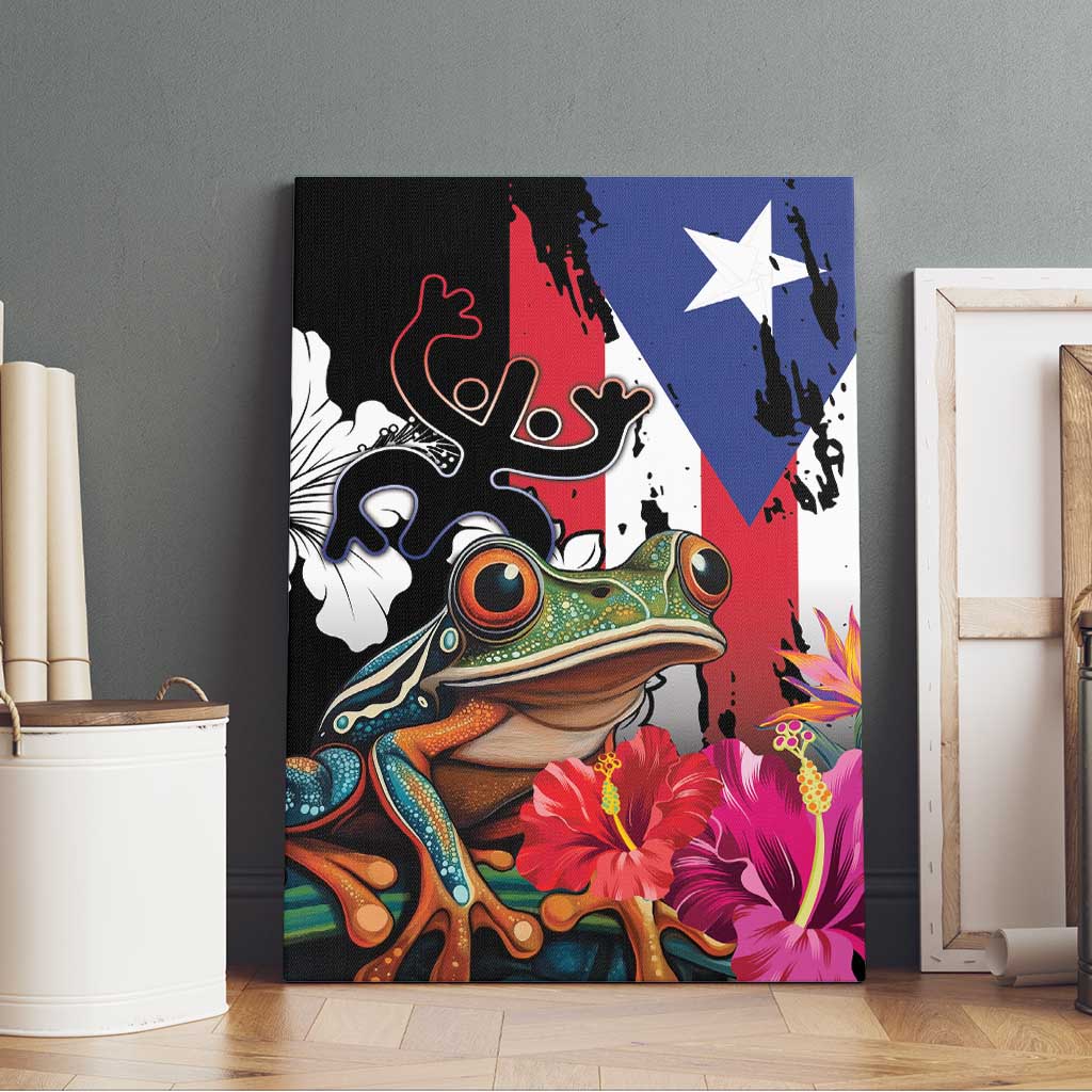 Boricua Taino Coqui Tropical Canvas Wall Art Puerto Rico Grunge Flag - Wonder Print Shop