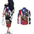 Boricua Taino Coqui Tropical Couples Matching Off The Shoulder Long Sleeve Dress and Long Sleeve Button Shirt Puerto Rico Grunge Flag