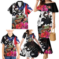 Boricua Taino Coqui Tropical Family Matching Mermaid Dress and Hawaiian Shirt Puerto Rico Grunge Flag - Wonder Print Shop