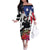 Boricua Taino Coqui Tropical Family Matching Off The Shoulder Long Sleeve Dress and Hawaiian Shirt Puerto Rico Grunge Flag - Wonder Print Shop