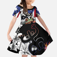 Boricua Taino Coqui Tropical Family Matching Off Shoulder Maxi Dress and Hawaiian Shirt Puerto Rico Grunge Flag - Wonder Print Shop