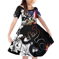 Boricua Taino Coqui Tropical Family Matching Off Shoulder Short Dress and Hawaiian Shirt Puerto Rico Grunge Flag - Wonder Print Shop