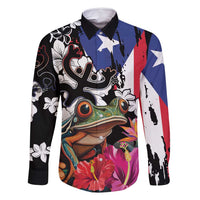 Boricua Taino Coqui Tropical Family Matching Off Shoulder Short Dress and Hawaiian Shirt Puerto Rico Grunge Flag - Wonder Print Shop