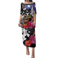 Boricua Taino Coqui Tropical Family Matching Puletasi and Hawaiian Shirt Puerto Rico Grunge Flag - Wonder Print Shop