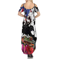 Boricua Taino Coqui Tropical Family Matching Summer Maxi Dress and Hawaiian Shirt Puerto Rico Grunge Flag - Wonder Print Shop