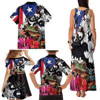 Boricua Taino Coqui Tropical Family Matching Tank Maxi Dress and Hawaiian Shirt Puerto Rico Grunge Flag - Wonder Print Shop