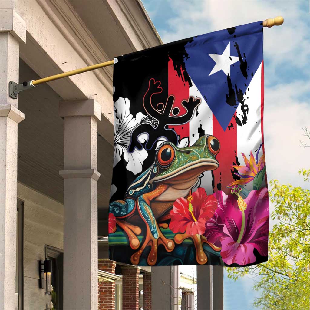 Boricua Taino Coqui Tropical Garden Flag Puerto Rico Grunge Flag - Wonder Print Shop