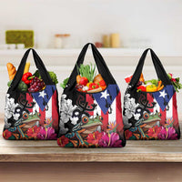 Boricua Taino Coqui Tropical Grocery Bag Puerto Rico Grunge Flag