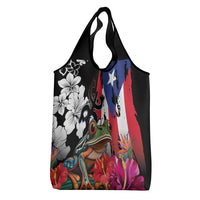 Boricua Taino Coqui Tropical Grocery Bag Puerto Rico Grunge Flag