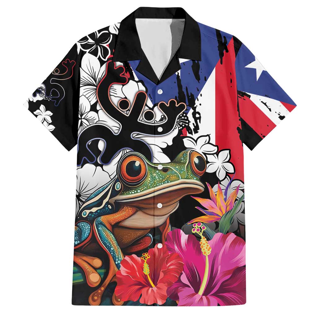 Boricua Taino Coqui Tropical Hawaiian Shirt Puerto Rico Grunge Flag - Wonder Print Shop