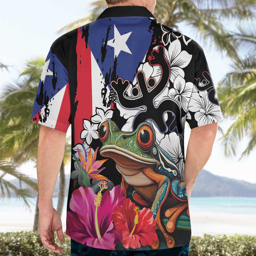 Boricua Taino Coqui Tropical Hawaiian Shirt Puerto Rico Grunge Flag - Wonder Print Shop
