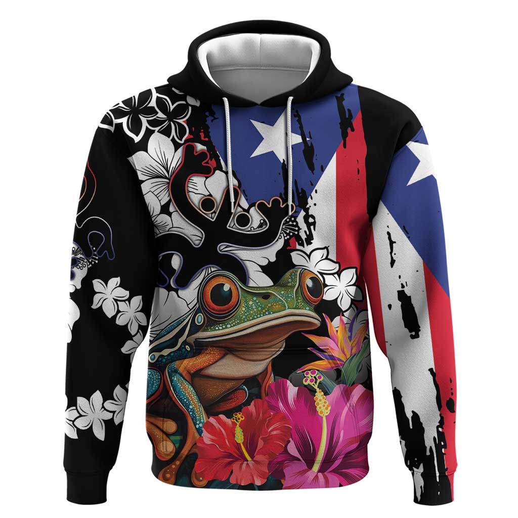 Boricua Taino Coqui Tropical Hoodie Puerto Rico Grunge Flag - Wonder Print Shop