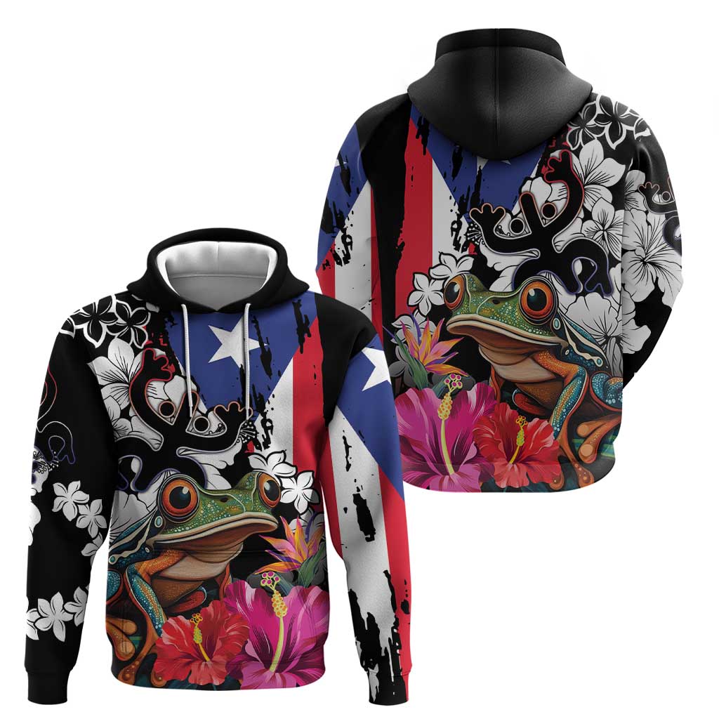 Boricua Taino Coqui Tropical Hoodie Puerto Rico Grunge Flag - Wonder Print Shop