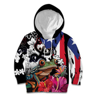 Boricua Taino Coqui Tropical Kid Hoodie Puerto Rico Grunge Flag - Wonder Print Shop