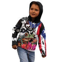 Boricua Taino Coqui Tropical Kid Hoodie Puerto Rico Grunge Flag - Wonder Print Shop
