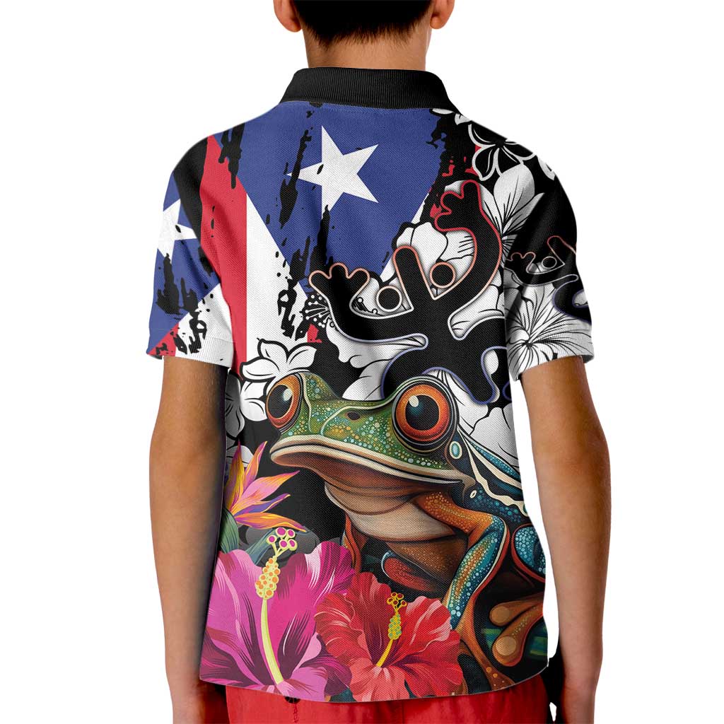 Boricua Taino Coqui Tropical Kid Polo Shirt Puerto Rico Grunge Flag - Wonder Print Shop
