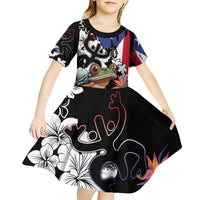 Boricua Taino Coqui Tropical Kid Short Sleeve Dress Puerto Rico Grunge Flag - Wonder Print Shop