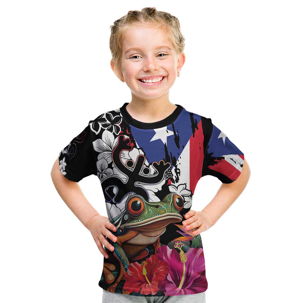 Boricua Taino Coqui Tropical Kid T Shirt Puerto Rico Grunge Flag - Wonder Print Shop