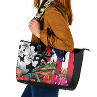 Boricua Taino Coqui Tropical Leather Tote Bag Puerto Rico Grunge Flag - Wonder Print Shop