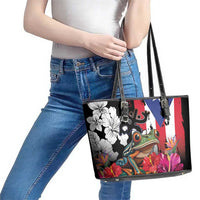 Boricua Taino Coqui Tropical Leather Tote Bag Puerto Rico Grunge Flag - Wonder Print Shop
