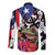 Boricua Taino Coqui Tropical Long Sleeve Button Shirt Puerto Rico Grunge Flag - Wonder Print Shop