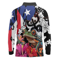 Boricua Taino Coqui Tropical Long Sleeve Polo Shirt Puerto Rico Grunge Flag - Wonder Print Shop
