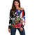 Boricua Taino Coqui Tropical Off Shoulder Sweater Puerto Rico Grunge Flag - Wonder Print Shop