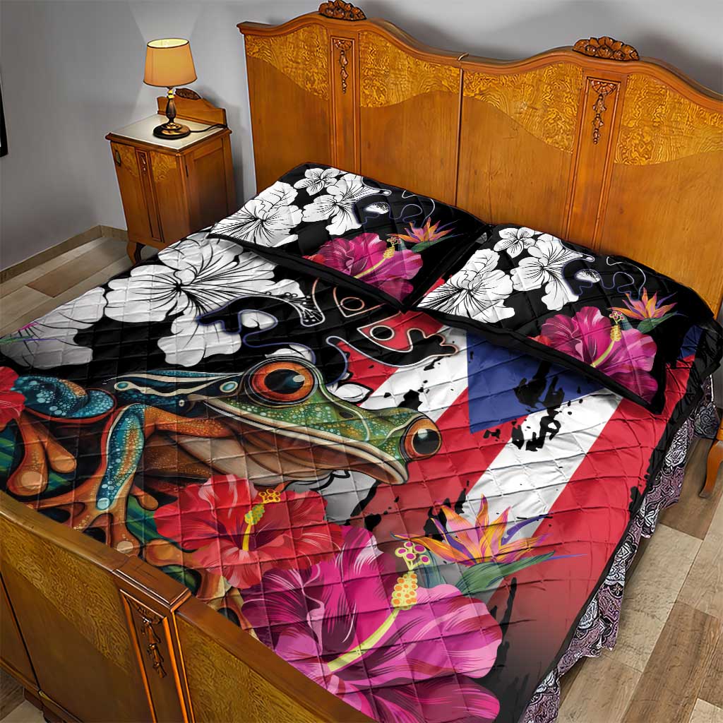 Boricua Taino Coqui Tropical Quilt Bed Set Puerto Rico Grunge Flag - Wonder Print Shop