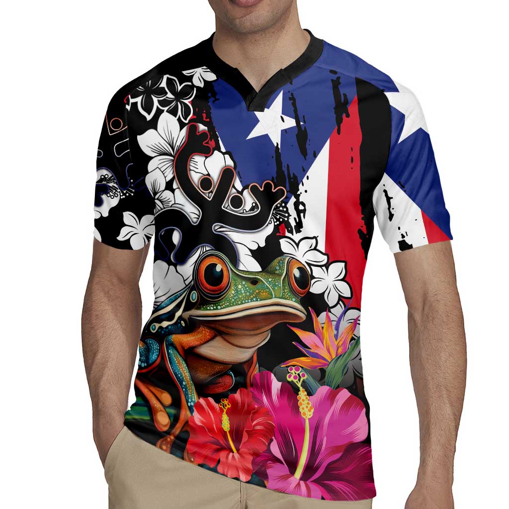 Boricua Taino Coqui Tropical Rugby Jersey Puerto Rico Grunge Flag - Wonder Print Shop