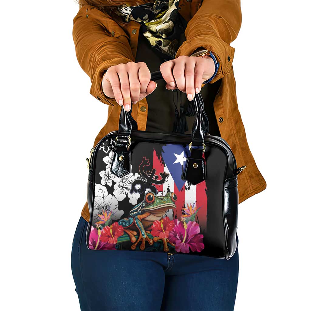 Boricua Taino Coqui Tropical Shoulder Handbag Puerto Rico Grunge Flag