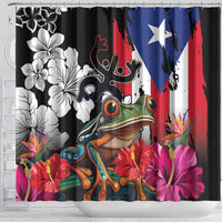 Boricua Taino Coqui Tropical Shower Curtain Puerto Rico Grunge Flag