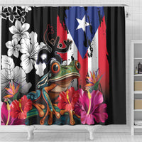 Boricua Taino Coqui Tropical Shower Curtain Puerto Rico Grunge Flag