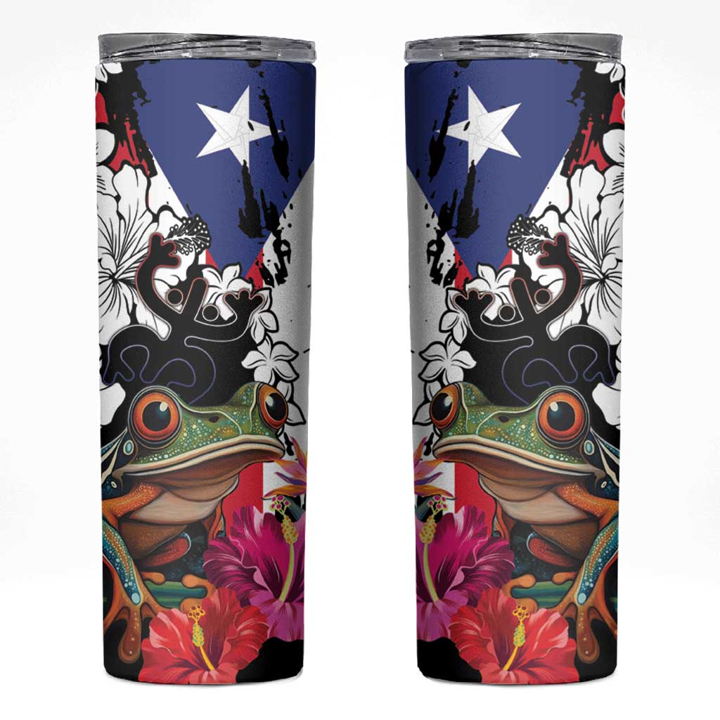 Boricua Taino Coqui Tropical Skinny Tumbler Puerto Rico Grunge Flag - Wonder Print Shop