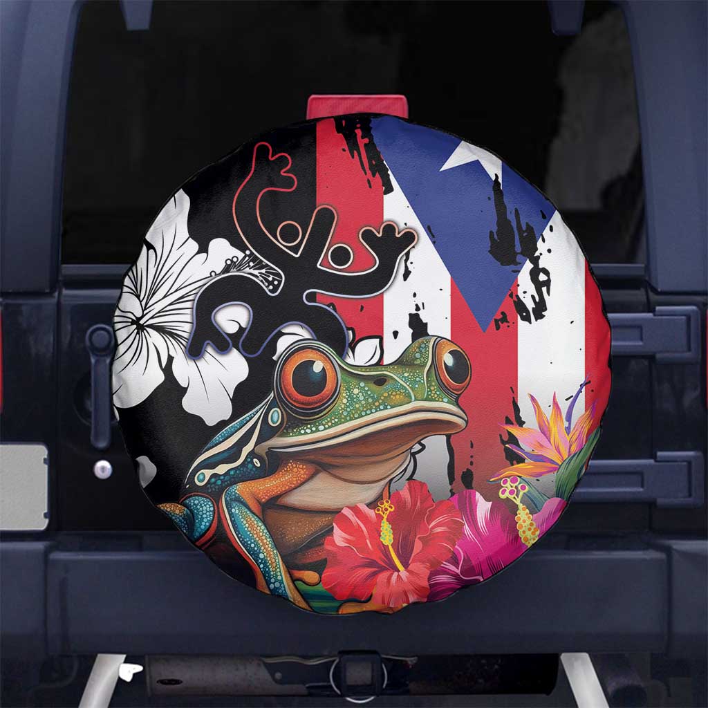 Boricua Taino Coqui Tropical Spare Tire Cover Puerto Rico Grunge Flag - Wonder Print Shop