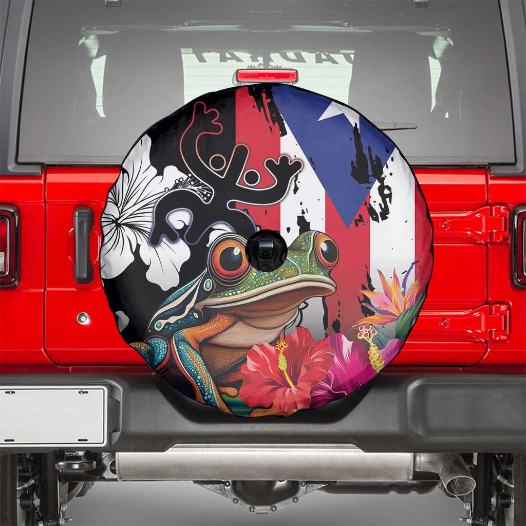 Boricua Taino Coqui Tropical Spare Tire Cover Puerto Rico Grunge Flag - Wonder Print Shop