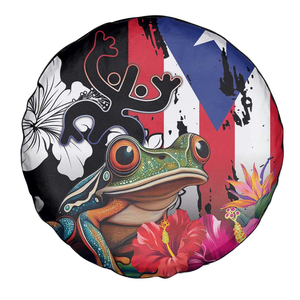 Boricua Taino Coqui Tropical Spare Tire Cover Puerto Rico Grunge Flag - Wonder Print Shop